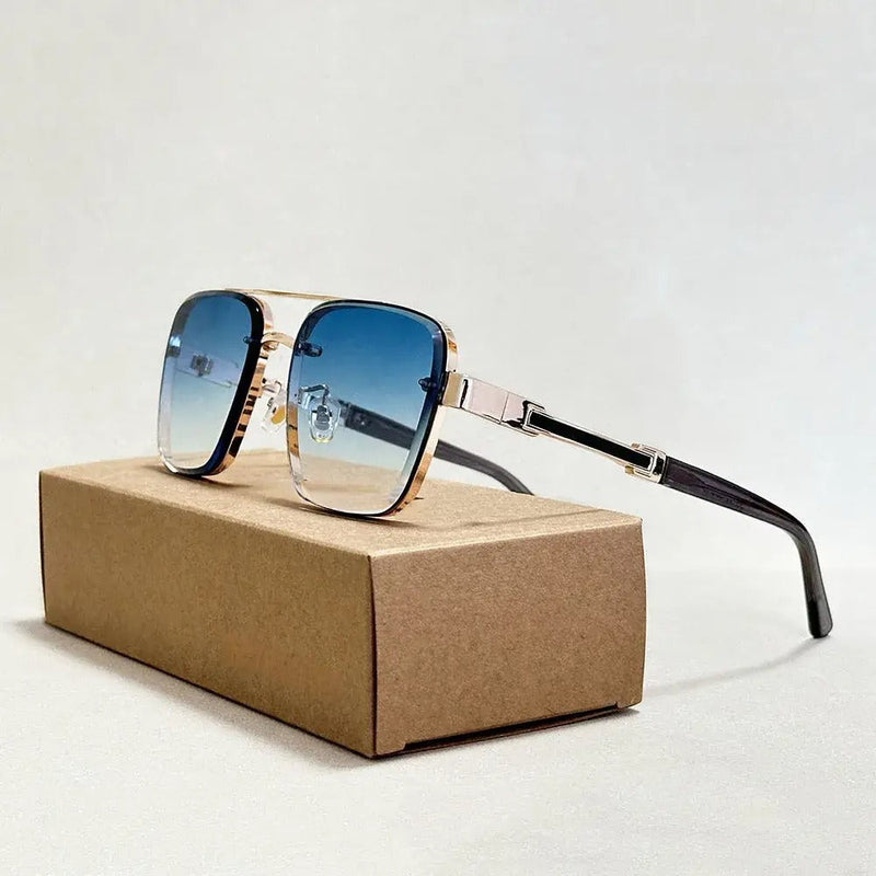 Men's Gradient Aviator Sunglasses with Lightweight Metal Frame and UV400