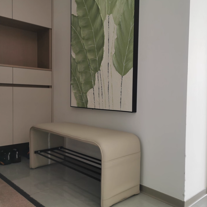 Two-Tier Synthetic Leather Shoe Bench for Entryway Storage and Seating