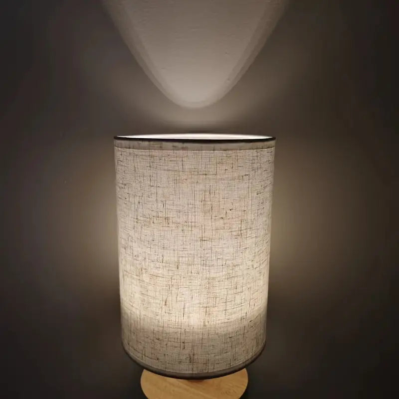 Minimalist Table Lamp with Wooden Base and Fabric Shade for Atmospheric Light