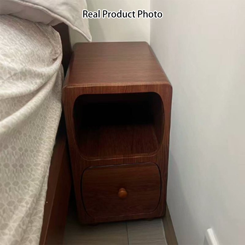 Slim MDF Nightstand with One or Two Drawers