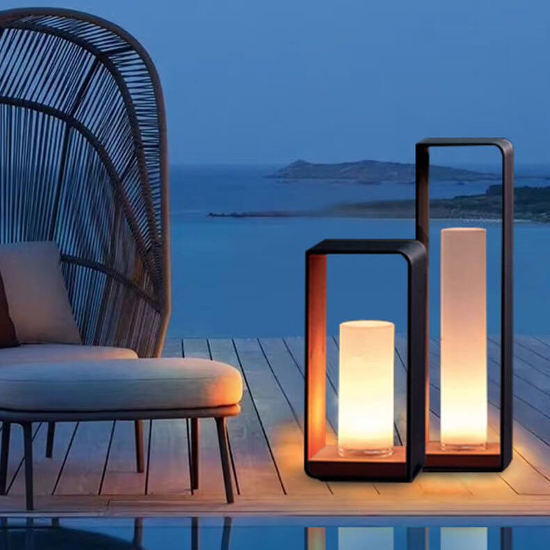 Rectangular Solar Outdoor Lantern with Remote-Controlled LED Light