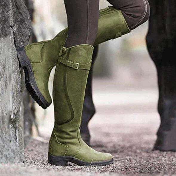 Women’s Knee-High Riding Boots with Buckle Detail