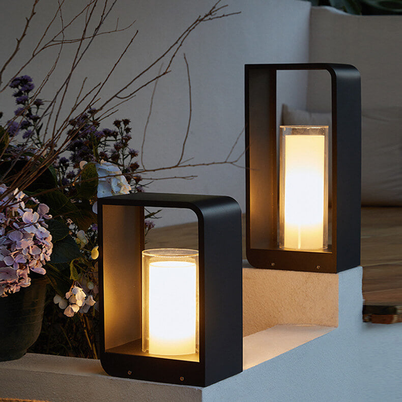 Rectangular Solar Outdoor Lantern with Remote-Controlled LED Light