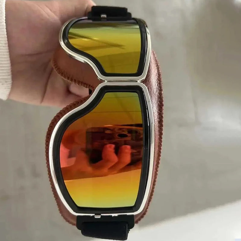 Vintage Motorcycle Goggles with Interchangeable Lenses and Comfort Padding