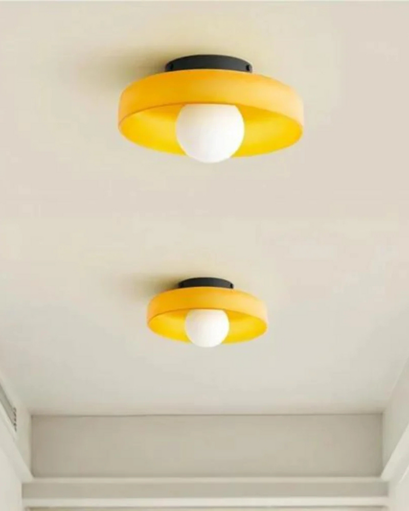 Sculptural Glass Wall Sconce with Central Globe Light & Circular Shade