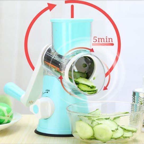Manual Rotary Vegetable Slicer and Cheese Grater with 3 Drums