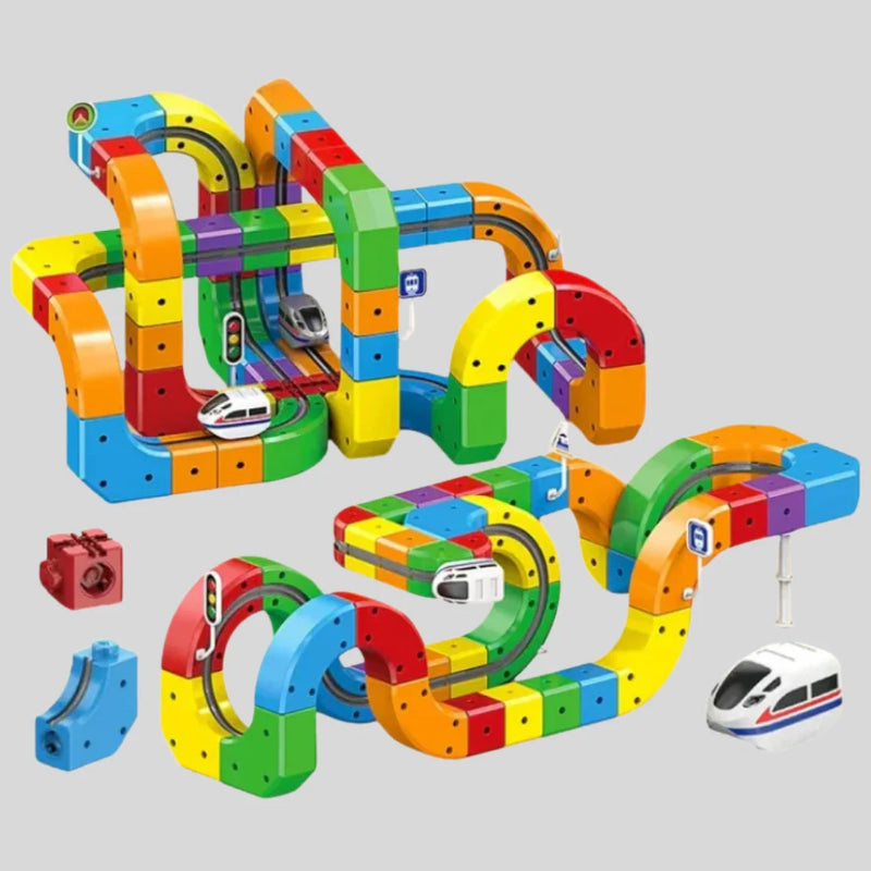 Mechanical 3D Locomotive Building Set with Track