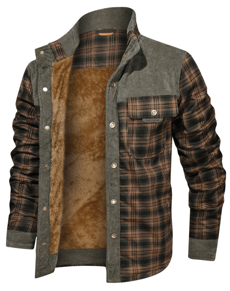 Robust Men's Flannel Coat with Faux Fur Lining – Warm, Durable and Protective