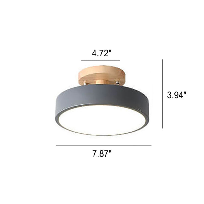 Round Wood LED Semi-Flush Ceiling Light