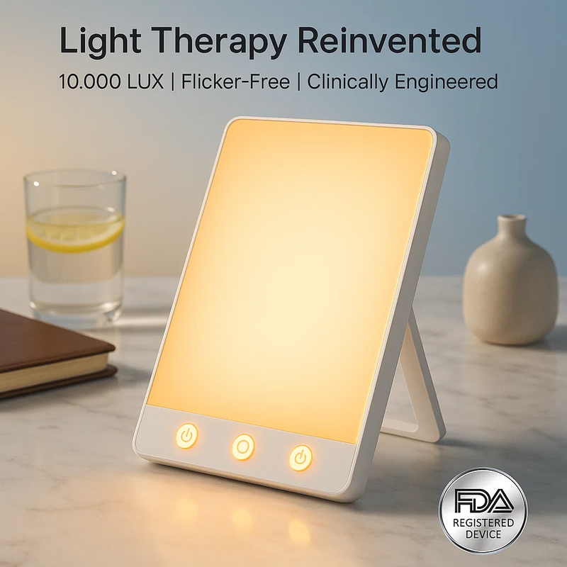 10,000 Lux SAD Light Therapy Lamp with Adjustable Brightness & Timer