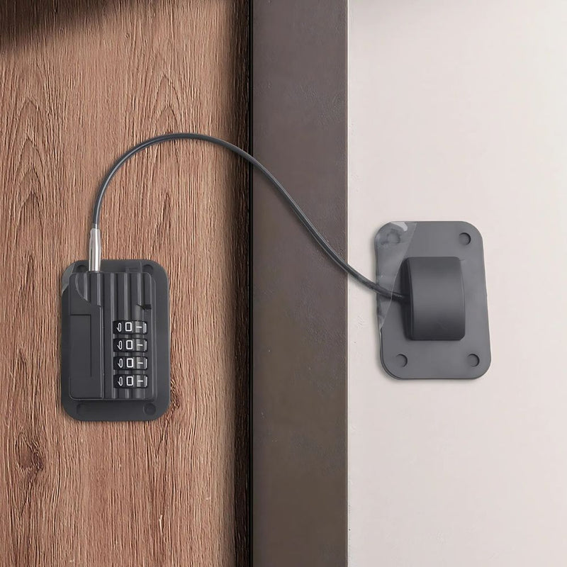 Combination Refrigerator Lock with Adhesive Mounting for Home Storage
