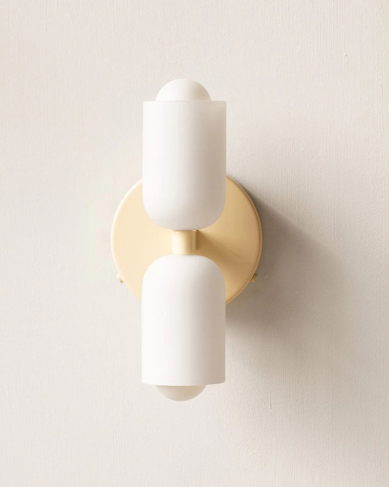 Double-Head Frosted Glass Wall Sconce with Soft Ambient Lighting