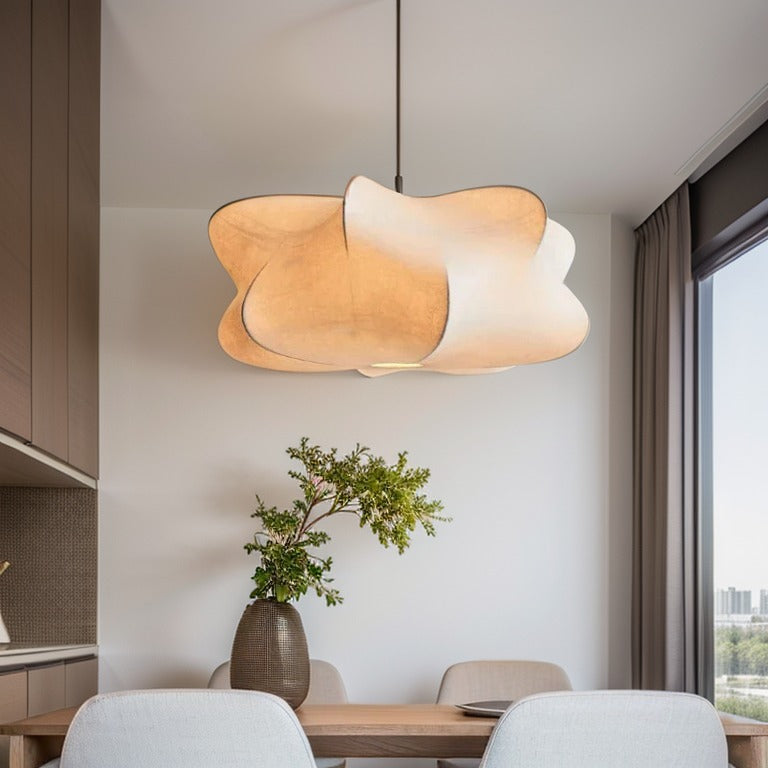 Japanese-Inspired Pleated Silk Pendant Light for Interiors
