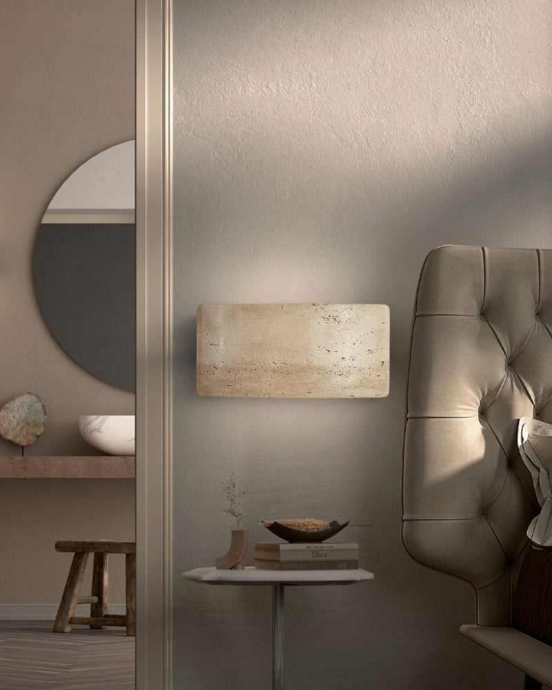 Modern Travertine Stone Wall Lamp with Warm Up & Down Lighting
