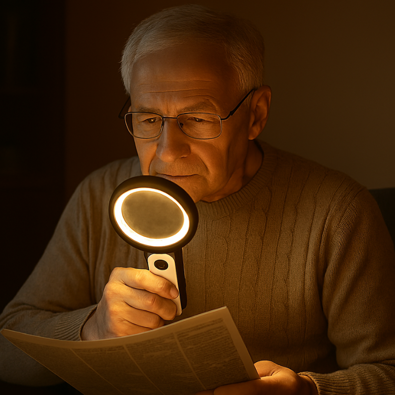 Magnifying Glass with LED Lighting and Adjustable Light Settings for Clear Reading