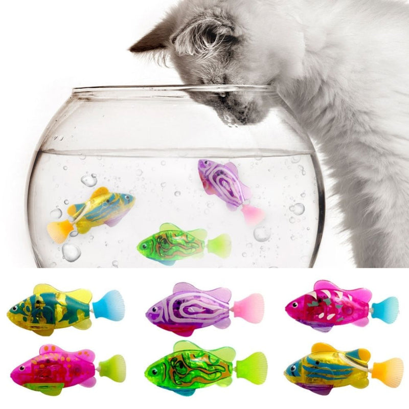 Interactive Swimming Fish Cat Toys with LED Light