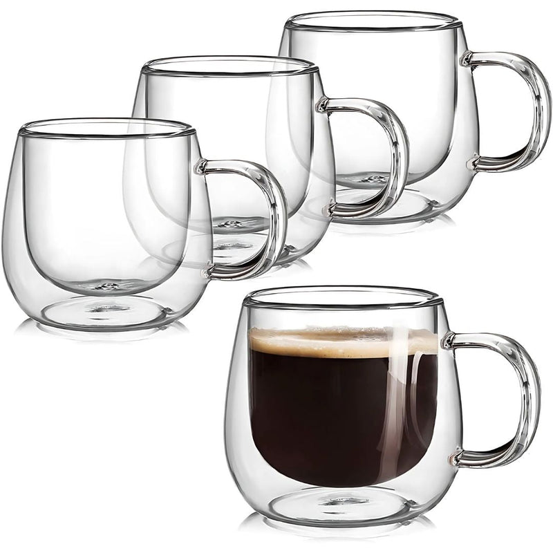 Double-Walled Glass Mugs with Insulation for Hot and Cold Drinks