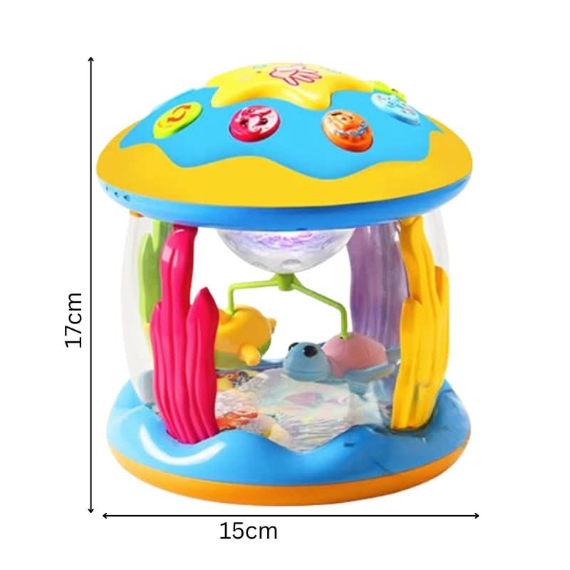 Interactive Musical Toy Drum with Lights and Rotating Sensory Features