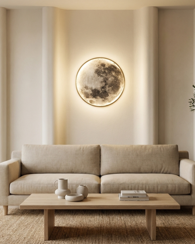 LED Moon Wall Light with Realistic Lunar Design & Warm Ambient Glow