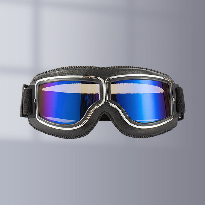 Vintage Motorcycle Goggles with Interchangeable Lenses and Comfort Padding