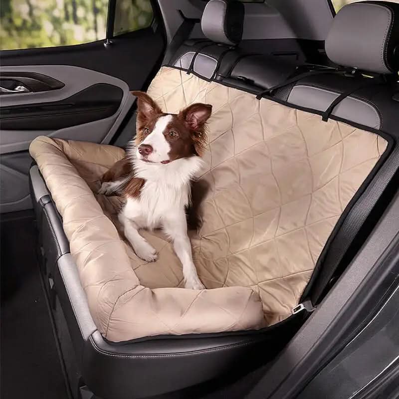 Waterproof Rear Seat Cover for Dogs with Anti-Slip and Quilted Pattern