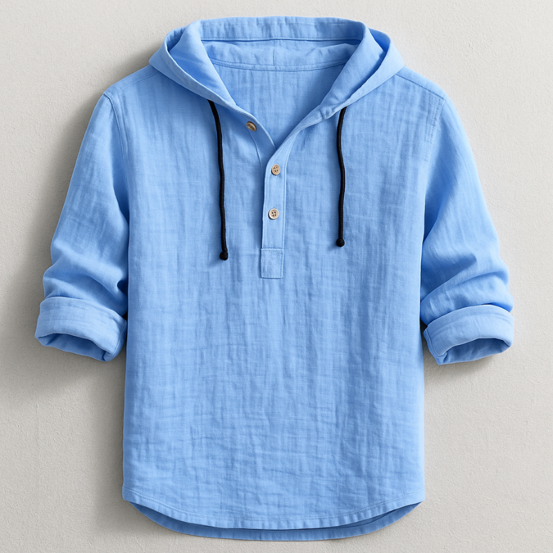 Men's Linen Shirt with Hood for Breezy Comfort and Casual Style