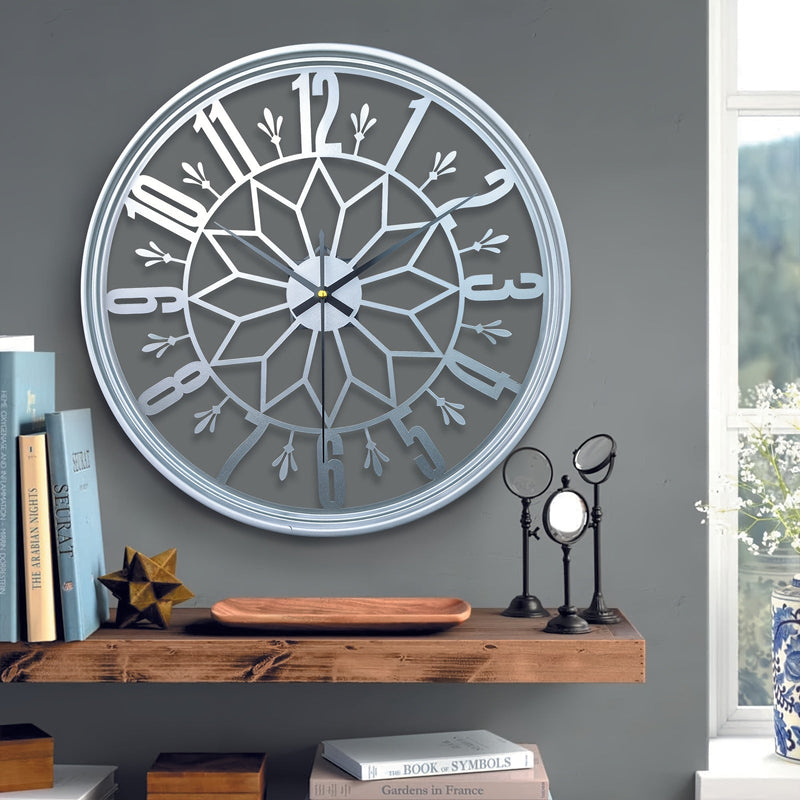 Large Metal Wall Clock with Silent Quartz Movement