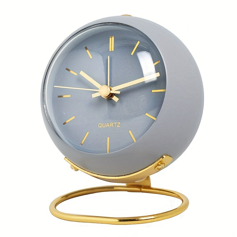 Nordic Silent Desk Clock – Luminous Hands & Metal Frame