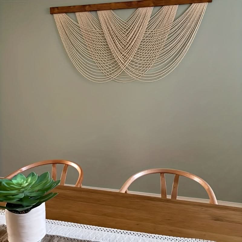 Boho Macrame Wall Hanging with Layered Woven Design
