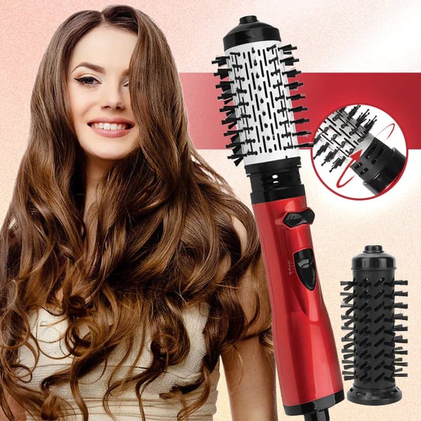 Rotating Hot-Air Hairstyler with Two Interchangeable Brushes