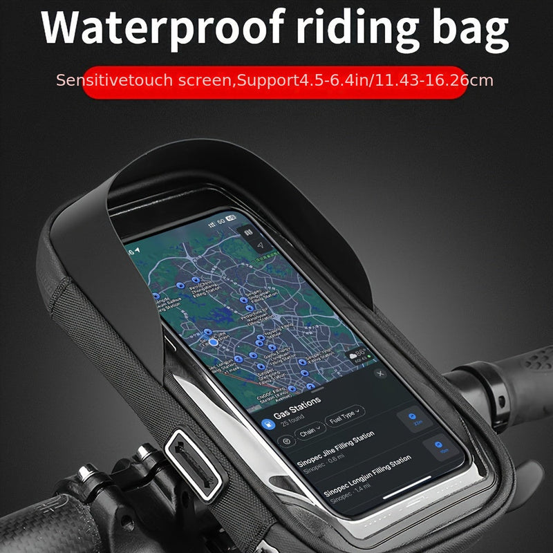 Waterproof Bicycle and Motorcycle Phone Holder – Handlebar Bag with 360° Rotation Option