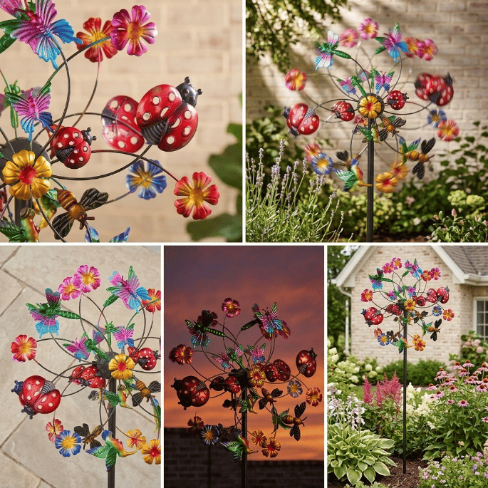 Solar Floral Wind Spinner