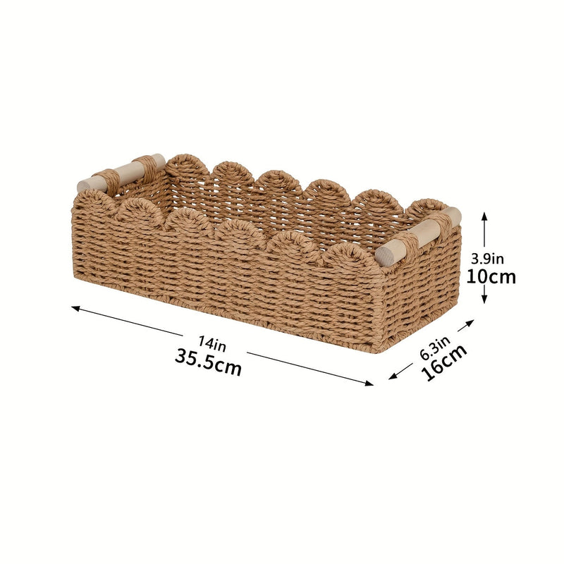 Boho Woven Storage Basket with Fan Edge – Decorative and Practical for Any Interior