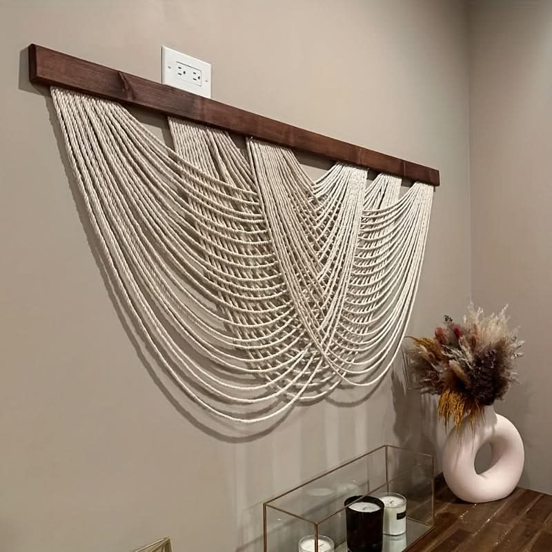Boho Macrame Wall Hanging with Layered Woven Design