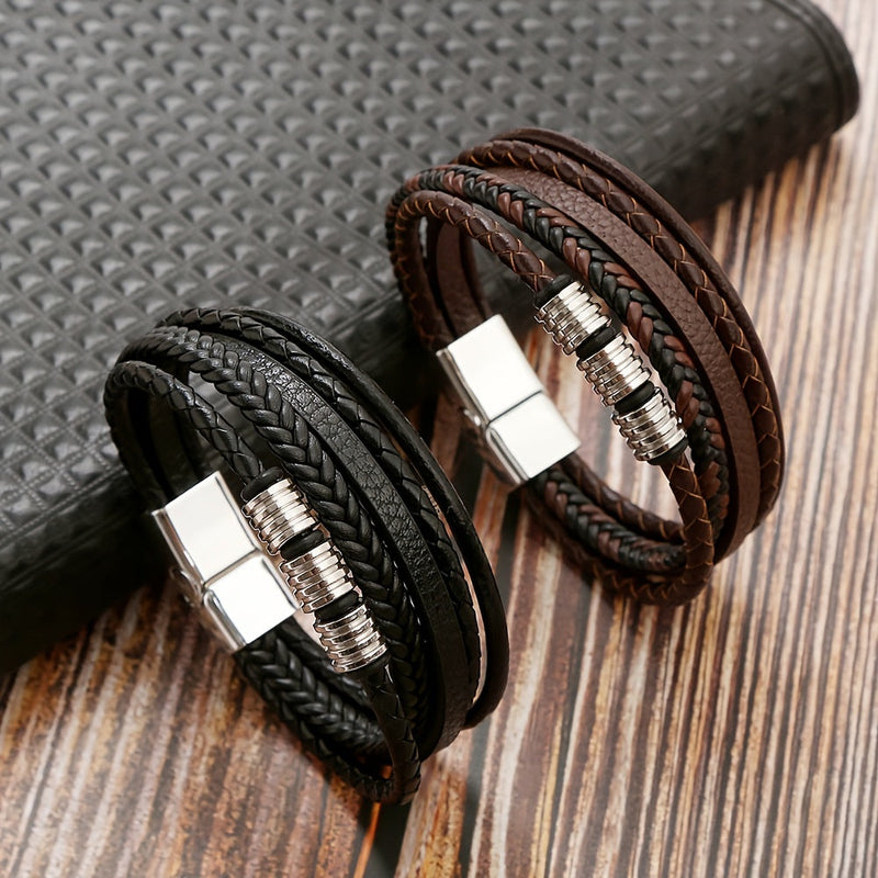 Refined Woven Leather Bracelet - For the Stylish Man