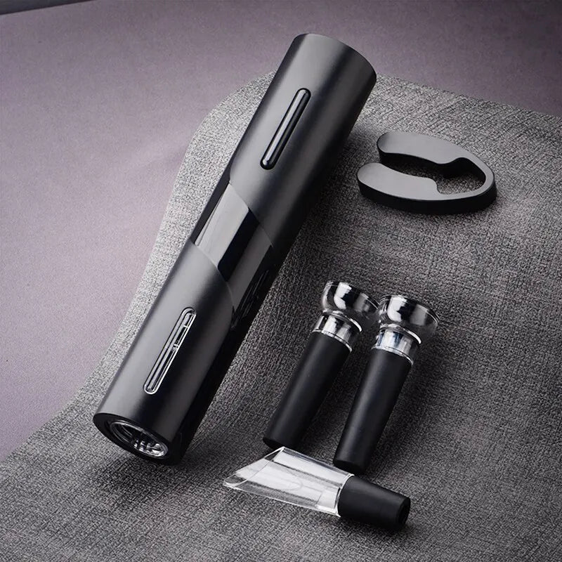 Rechargeable Electric Wine Opener Set with Charging Stand and Accessories