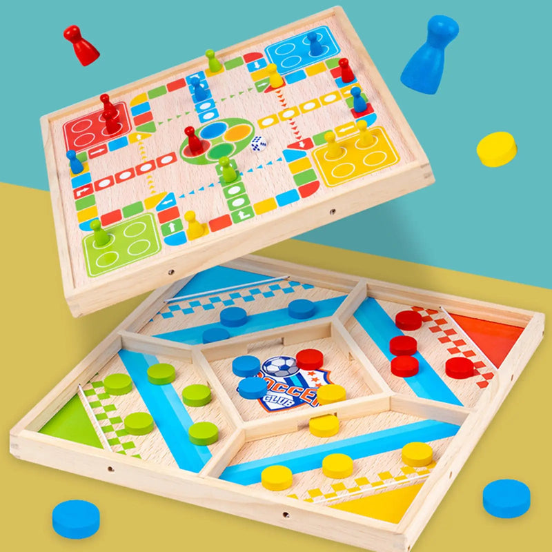 2-in-1 Wooden Chinese Checkers & Ludo Board Game