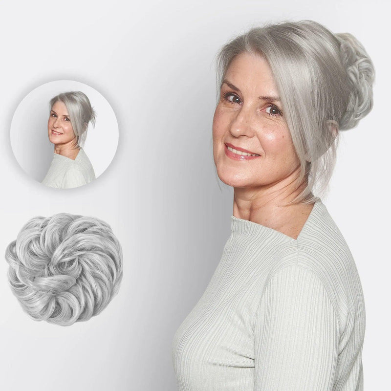 Messy Bun Hair Scrunchie with Synthetic Fibres and Elastic Attachment