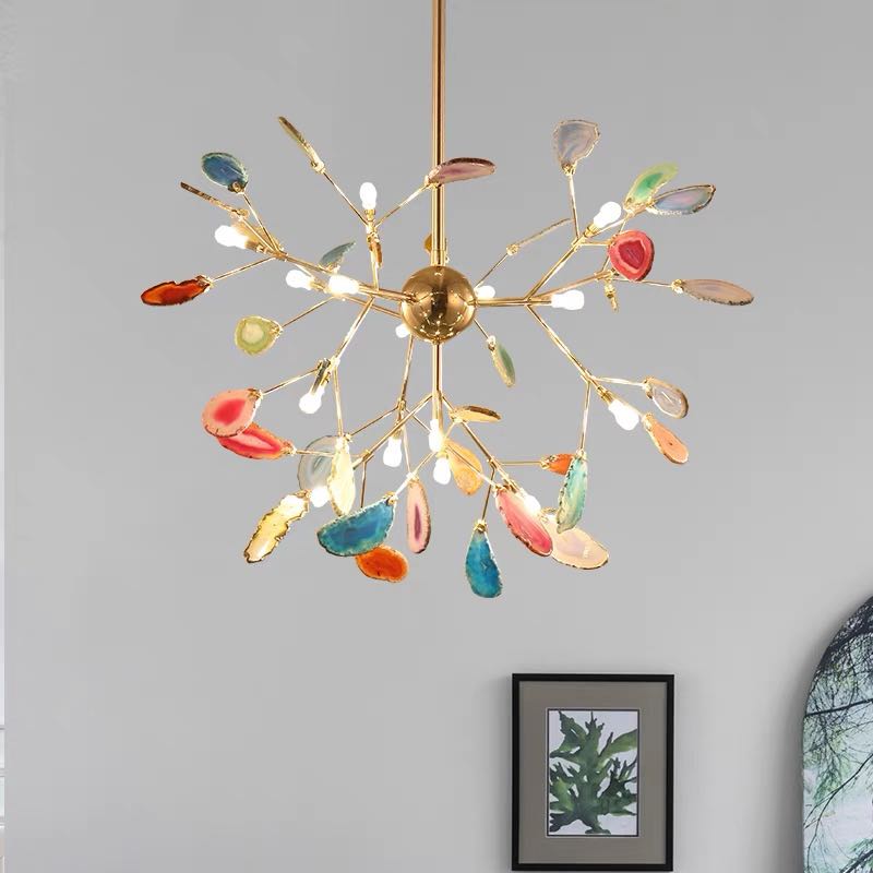 Branch-Style Glass Chandelier with Adjustable Suspension