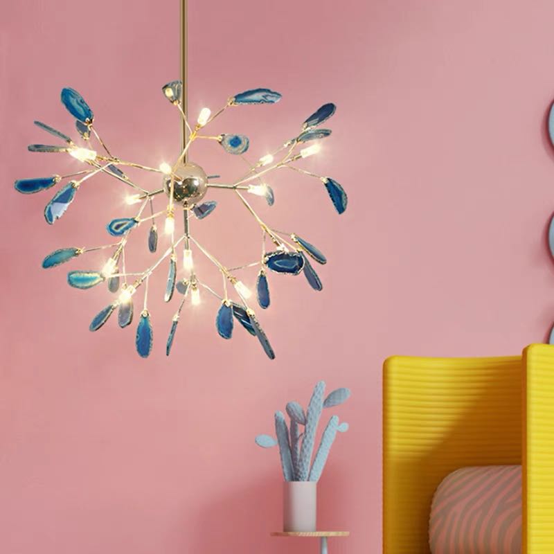 Branch-Style Glass Chandelier with Adjustable Suspension