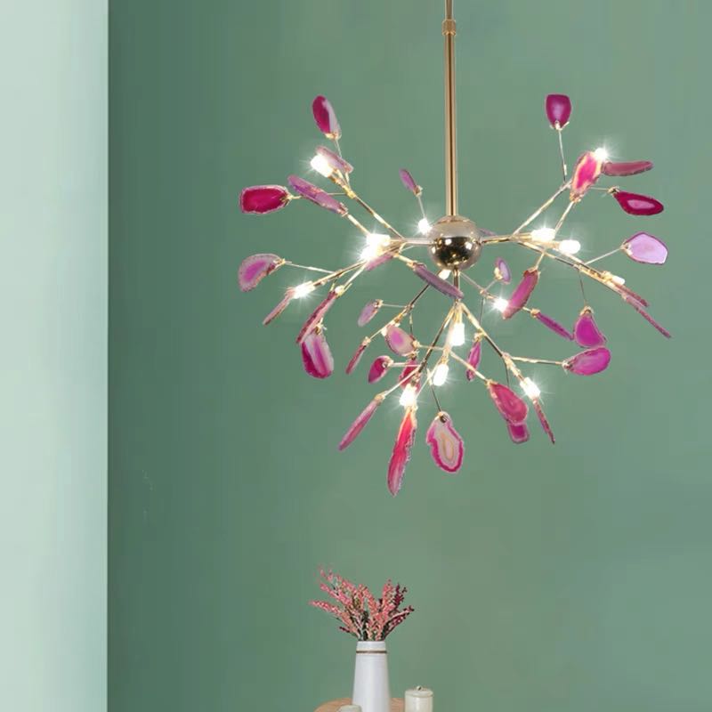 Branch-Style Glass Chandelier with Adjustable Suspension