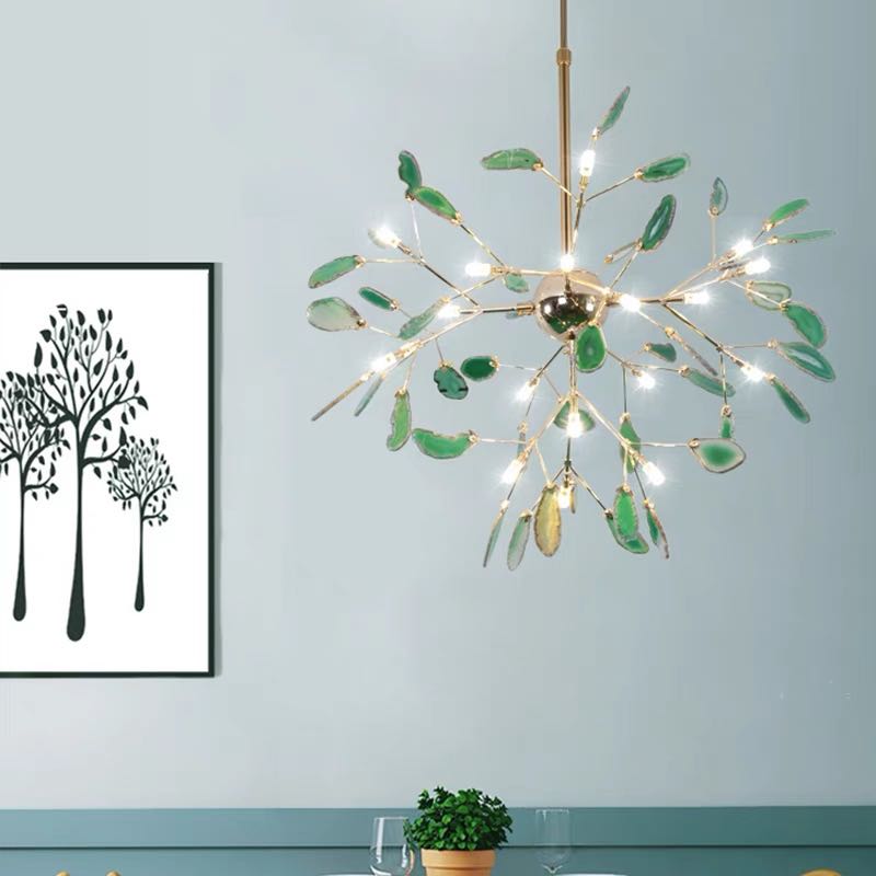 Branch-Style Glass Chandelier with Adjustable Suspension