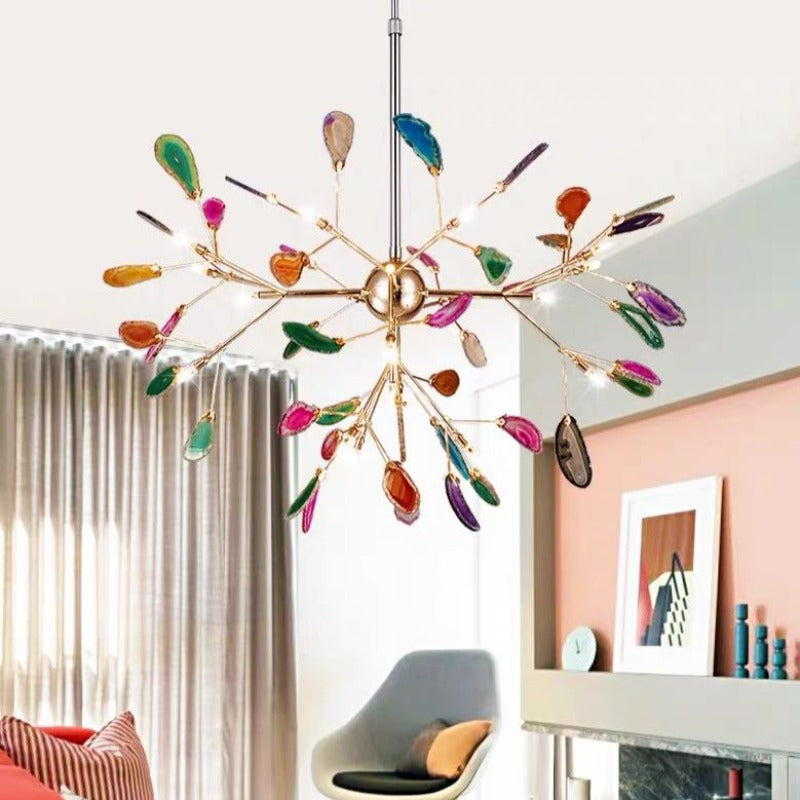 Branch-Style Glass Chandelier with Adjustable Suspension