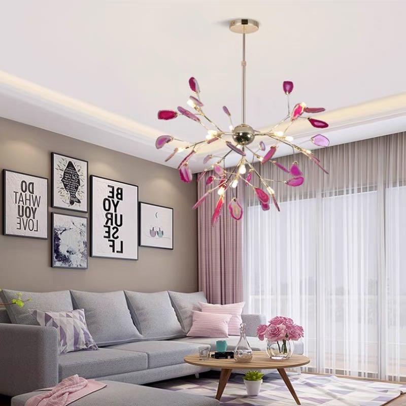 Branch-Style Glass Chandelier with Adjustable Suspension