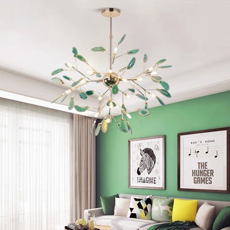 Branch-Style Glass Chandelier with Adjustable Suspension