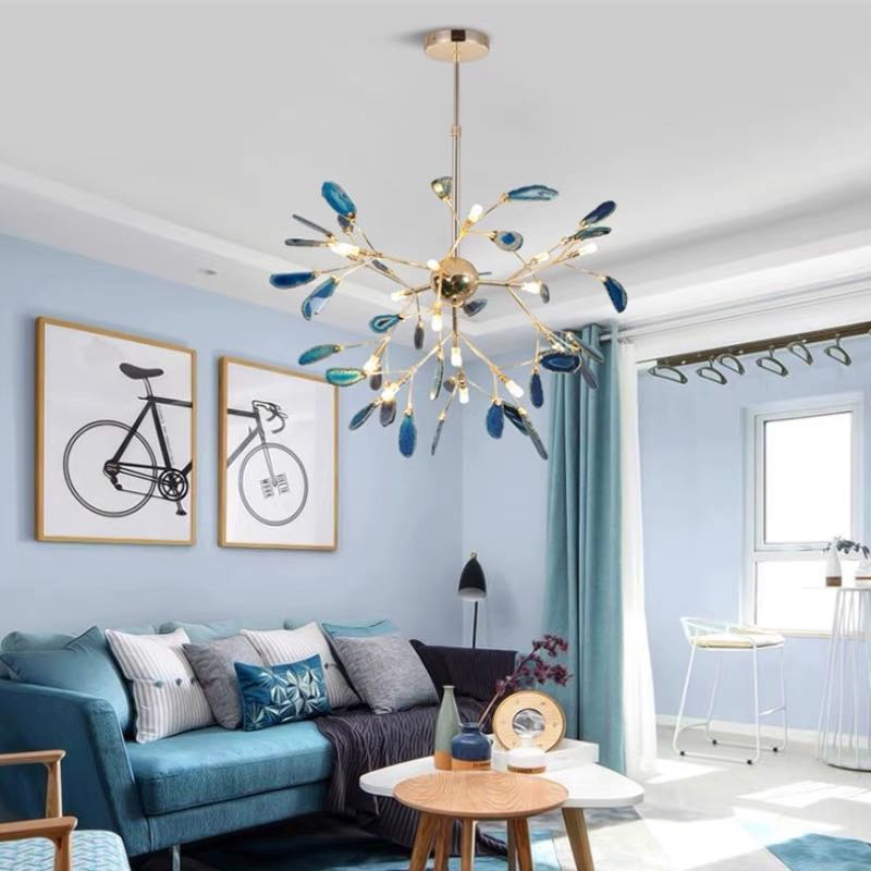 Branch-Style Glass Chandelier with Adjustable Suspension
