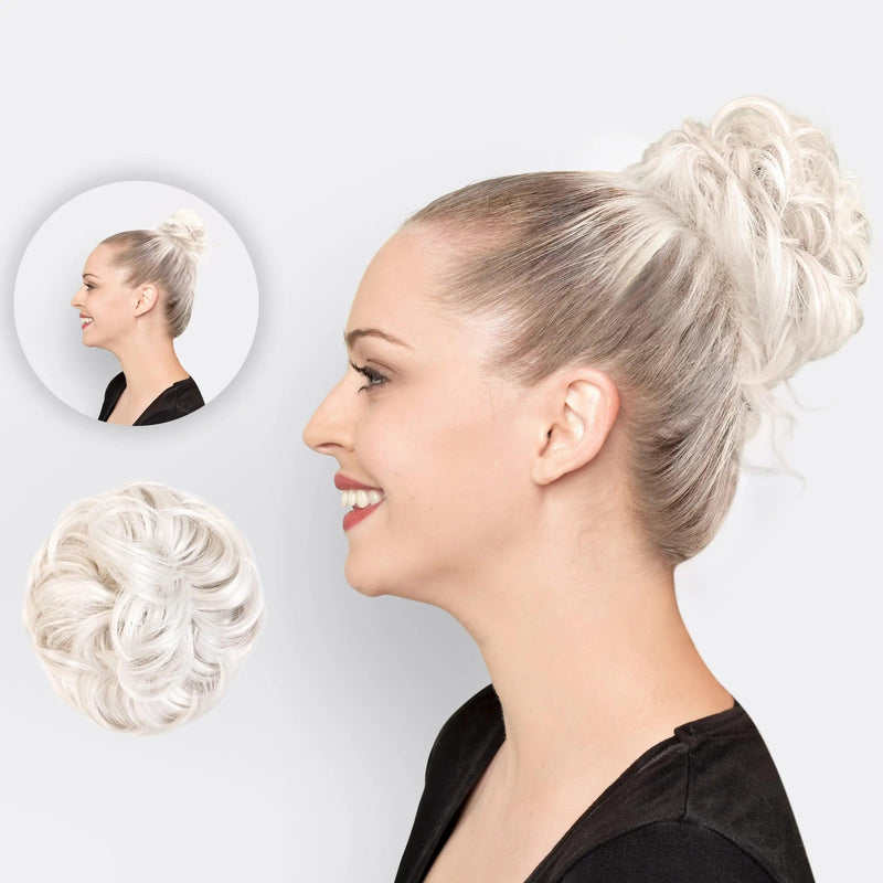 Messy Bun Hair Scrunchie with Synthetic Fibres and Elastic Attachment