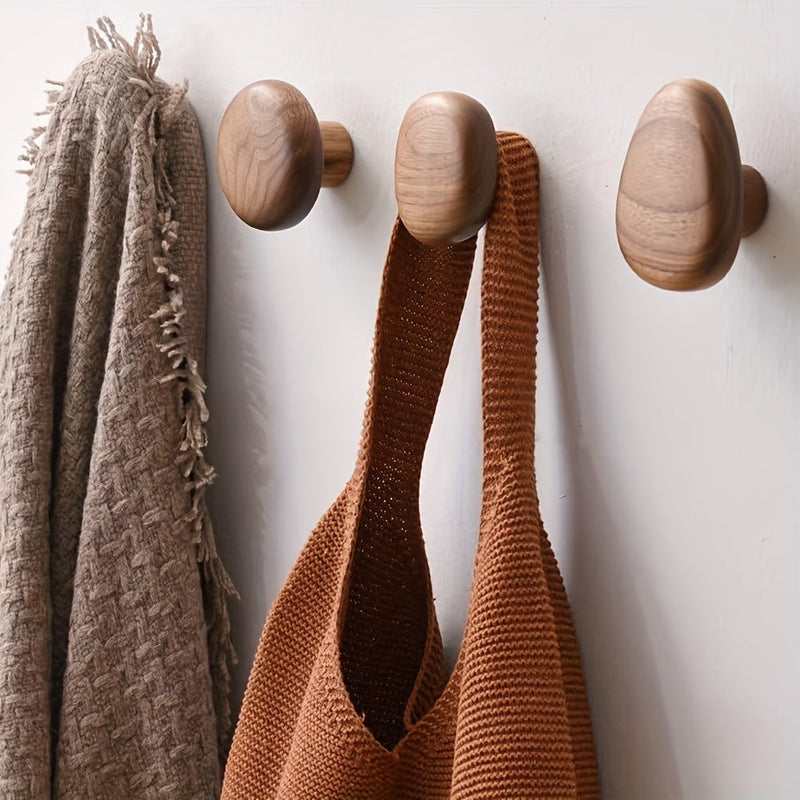 Wooden Wall Hooks Set of 4 with Natural Finish for Everyday Organisation