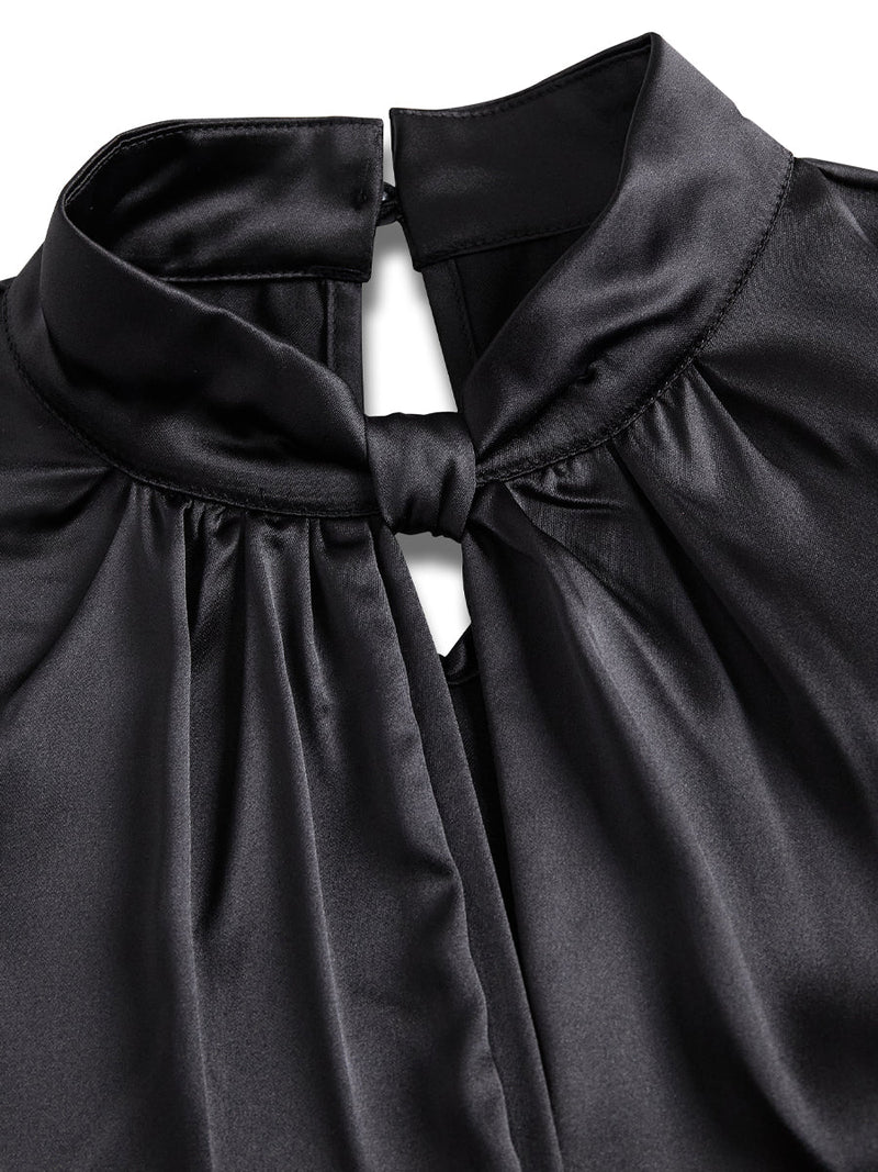Elegant Satin Ladies' Blouse with Keyhole Neckline – Timeless and Refined