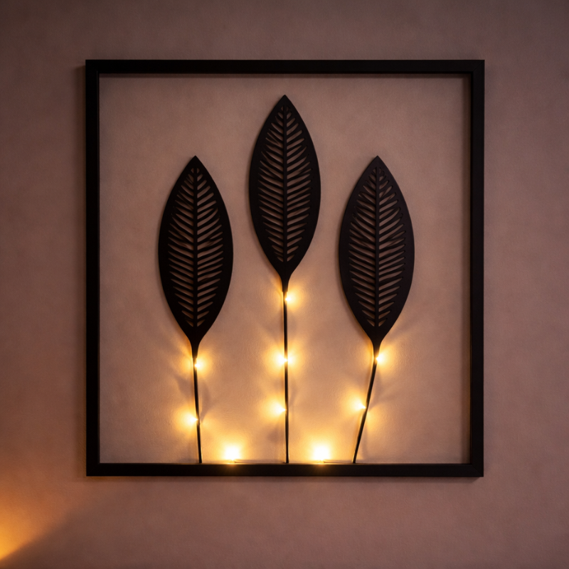 LED Wall Decoration Frames with Botanical Leaf Design and Warm Light